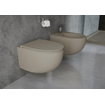 QeramiQ Élan pack WC suspendu - 36.5x53cm - chasse d’eau profonde - sans rebord - siège fin - sabia mat (taupe) SW1477229