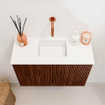 Mondiaz JOYA 60cm meuble de toilette - couleur Ruby - Vasque FAYE position Milieu Sans trou de robinet couleur Talc SW1421734