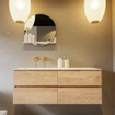 MONDIAZ VICA-DLUX Ensemble meuble de salle de bains - 130cm - meuble bas Washed oak - 4 tiroirs - lavabo encastré cloud à gauche - sans trous de robinetterie - version haute 60cm - opalo SW1088438