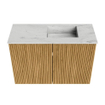 Mondiaz JOYA-DLUX 60cm meuble de toilette - couleur Oak - Vasque FAYE position Droite Sans trou de robinet couleur Opalo. SW1422132