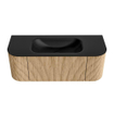 MONDIAZ KURVE 120cm Meuble salle de bain avec module 25 G et D - couleur Oak - 1 tiroir - 2 portes - vasque BIG SMALL centre - sans trous de robinet - Urban SW1138423