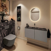 MONDIAZ TURE-DLUX Meuble toilette - 100cm - Smoke - EDEN - vasque Lava - position centrale - sans trou de robinet SW1104094