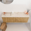 Mondiaz JOYA-DLUX 100cm toiletmeubel - kleur Oak - Wastafel FAYE positie Links 1 kraangat kleur Frappe. SW1421896