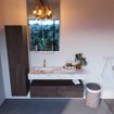 Mondiaz ALAN-DLUX Ensemble de meuble de salle de bains - 120x30x41cm - 2 tiroirs - lavabo suspendu - 1 trou de robinet - 2 à gauche - Dark brown (chêne foncé) SW1565497