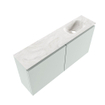 MONDIAZ TURE-DLUX meuble WC 100 cm Greey. Lavabo EDEN Ostra position droite. Sans trou de robinet. SW1104859