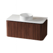 Saniclass Terra Badmeubelset - 100cm - 2 lades - afgeronde hoeken - topblad solid surface - kastanje (walnoot) SW1426283