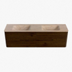 Mondiaz CIRO-DLUX Badkamermeubelset - 170x45x50cm - Solid surface wastafel Saba - 2 wasbak Dubbel - zonder kraangaten - 4 lades - Walnut SW1530726