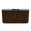 Mondiaz JOYA-DLUX 83.2cm toiletmeubel - ronding links en rechts kleur Walnut - Wastafel FAYE positie Midden 1 kraangat kleur Lava. SW1422496