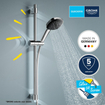 GROHE Vitalio Comfort 110 Ensemble barre de douche - 60cm - douchette à main carrée - 2 types de jets - flexible de douche lisse - chrome SW1028271