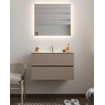 Mondiaz VICA Ensemble de meuble de salle de bain - 80cm - meuble sous-vasque fumée - 2 tiroirs - lavabo nuage milieu - 1 trou de robinet - version XL 60cm haut SW1089807