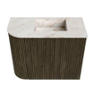Mondiaz JOYA-DLUX Meuble de salle de bains - 51,6cm - arrondi gauche couleur Shadow - Vasque FAYE position Droite 1 trou de robinet couleur Frappe SW1422682
