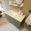 Mondiaz VICA-DLUX ensemble de meuble de salle de bain - 100cm - meuble sous-vasque armée - 2 tiroirs - lavabo encastré nuage gauche - sans trous de robinet - version haute de 60cm - frape SW1090182