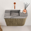 Mondiaz JOYA-DLUX Meuble de toilette 51,6cm - arrondi droit couleur Dusk - Vasque FAYE position Gauche Sans trou de robinet couleur Sombra. SW1426150