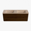 Mondiaz CIRO-DLUX Ensemble de meubles de salle de bains - 140x45x50cm - lavabo solid surface Saba - 2 vasques double - sans trous de robinet - 4 tiroirs - Noyer SW1533780