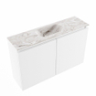 MONDIAZ TURE-DLUX Meuble toilette - 80cm - Talc - EDEN - vasque Glace - position centrale - sans trou de robinet SW1103091
