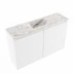 MONDIAZ TURE-DLUX Meuble WC 80 cm Talc. Vasque EDEN Glace position centrale. Sans trou de robinet. SW1103091