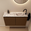 MONDIAZ TURE-DLUX Meuble toilette - 80cm - Rust - EDEN - vasque Glace - position droite - 1 trou de robinet SW1103522