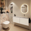MONDIAZ TURE-DLUX Meuble toilette - 120cm - Talc - EDEN - vasque Glace - position droite - sans trou de robinet SW1103135