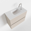 MONDIAZ ADA Meuble WC - 60x30x50cm - 1 trou de robinet - 2 tiroirs - linen mat - vasque au milieu - Solid surface - Blanc SW472728