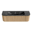 MONDIAZ KURVE-DLUX 150cm Meuble salle de bain avec module 25 G et D - couleur Oak - 1 tiroir - 2 portes - vasque BIG MEDIUM centre - sans trou de robinet - couleur Lava SW1137297