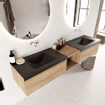 Mondiaz bukla ensemble de meubles de bain 200x45x34cm 0 robinetterie 2 lavabos surface solide urbaine sans poignée 2 tiroirs avec fermeture douce mélamine chêne lavé SW705060