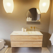 MONDIAZ VICA-DLUX Ensemble meuble de salle de bains - 120cm - meuble bas Washed oak - 2 tiroirs - lavabo encastré cloud à droite - sans trous de robinet - version haute 60cm - frappe SW1088761