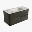 Mondiaz CIRO-DLUX Badkamermeubelset - 100x45x50cm - Solid surface wastafel Glace - 1 wasbak Midden - zonder kraangaten - 2 lades - Shadow SW1532190