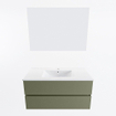 Mondiaz VICA ensemble de meuble de salle de bain - 100cm - meuble sous-vasque armée - 2 tiroirs - lavabo denia milieu - 1 trou de robinet - couleur Blanc Brillant - miroir LED - version XL 60cm de haut SW1091988