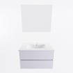 Mondiaz VICA ensemble de meuble de salle de bain - 80cm - meuble sous-vasque cale - 2 tiroirs - lavabo denia milieu - 1 trou de robinet - couleur Blanc Brillant - miroir LED - version XL 60cm de haut SW1091897