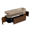 MONDIAZ THOR-DLUX 150cm badmeubel ronding links + rechts kleur Walnut met 1 lade en 2 deuren. Vrijhangende wastafel CLOUD Rechts 1 kraangat kleur Arena. SW1464724