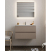 Mondiaz VICA Ensemble de meuble de salle de bain - 80cm - meuble sous-vasque fumée - 2 tiroirs - lavabo denia milieu - 1 trou de robinet - version XL 60cm haut SW1089774