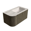 MONDIAZ KURVE-DLUX meuble de salle de bains 85cm arrondi gauche couleur Shadow avec 1 tiroir et 1 porte. Lavabo CLOUD droit 1 trou de robinet Nata. SW1432280