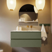 Mondiaz VICA-DLUX ensemble de meuble de salle de bain - 100cm - meuble sous-vasque armée - 2 tiroirs - lavabo encastré cloud droite - sans trous de robinet - version haute de 60cm - glace SW1088067