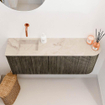 Mondiaz JOYA-DLUX Meuble de salle de bains 101,6cm - arrondi droit couleur Shadow - Vasque FAYE position Gauche Sans trou de robinet couleur Frappe SW1422710