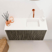 Mondiaz JOYA 70cm meuble de salle de bains - couleur Shadow - Vasque FAYE position Droite Sans trou de robinet couleur Talc. SW1421467
