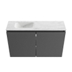 MONDIAZ TURE-DLUX Meuble toilette - 80cm - Dark Grey - EDEN - vasque Opalo - position gauche - 1 trou de robinet SW1104296