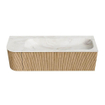 MONDIAZ KURVE-DLUX 145cm Meuble salle de bain avec module 25 G - couleur Oak - 1 tiroir - 1 porte - vasque BIG LARGE droite - 2 trous de robinet - couleur Ostra SW1137771