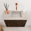 Mondiaz JOYA-DLUX 50cm meuble de toilette - couleur Walnut - Vasque FAYE position Droite Sans trou de robinet couleur Glace. SW1422338