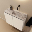 MONDIAZ TURE-DLUX Meuble toilette - 60cm - Talc - EDEN - vasque Glace - position droite - sans trou de robinet SW1103078