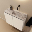 MONDIAZ TURE-DLUX meuble WC 60cm Talc. EDEN lavabo Glace position droite. Sans trou de robinet. SW1103078