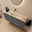 MONDIAZ TURE-DLUX 100cm meuble WC Dark Grey. EDEN lavabo Frappe position milieu. Sans trou de robinet. SW1102773