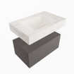 Mondiaz ALAN-DLUX Ensemble de meuble - 70cm - meuble Dark grey mat - 1 tiroir - Lavabo Cloud Ostra suspendu - vasque Centre - 1 trou de robinet SW807594