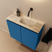 MONDIAZ TURE-DLUX Meuble toilette - 60cm - Jeans - EDEN - vasque Frappe - position droite - sans trou de robinet SW1102823