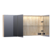 BRAUER Impress Deluxe Armoire de toilette 139x70x15cm éclairage intégré rectangulaire 3 portes pivotantes MFC Forest Wheat SW371778
