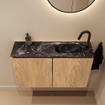 MONDIAZ TURE-DLUX 80cm toiletmeubel Washed Oak. EDEN wastafel Lava positie rechts. Met 1 kraangat. SW1104091