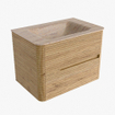 Mondiaz CIRO-DLUX Ensemble de meubles de salle de bains - 70x45x50cm - lavabo solid surface Saba - 1 vasque au milieu - sans trous de robinet - 2 tiroirs - Chêne SW1531167