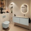 MONDIAZ TURE-DLUX Meuble toilette - 120cm - Greey - EDEN - vasque Ostra - position droite - sans trou de robinet SW1104863