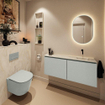 MONDIAZ TURE-DLUX meuble WC 120 cm Greey. EDEN vasque Ostra position droite. Sans trou de robinet. SW1104863