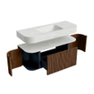 MONDIAZ THOR-DLUX 120cm meuble de salle de bains arrondi gauche + droite couleur Walnut avec 1 tiroir et 2 portes. Vasque suspendue CLOUD Milieu 1 trou de robinet couleur Opalo. SW1463224