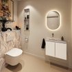 MONDIAZ TURE-DLUX Meuble toilette - 60cm - Talc - EDEN - vasque Glace - position gauche - sans trou de robinet SW1103174